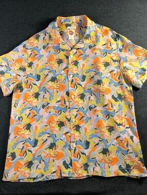 C&C California Men's 100% Linen Multicolor Floral Shirt